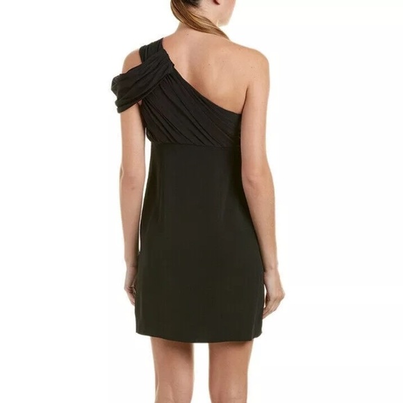 Rachel Zoe Samantha Silk-Blend Cocktail One Shoulder Dress Black Size 10 Medium - Picture 2 of 8